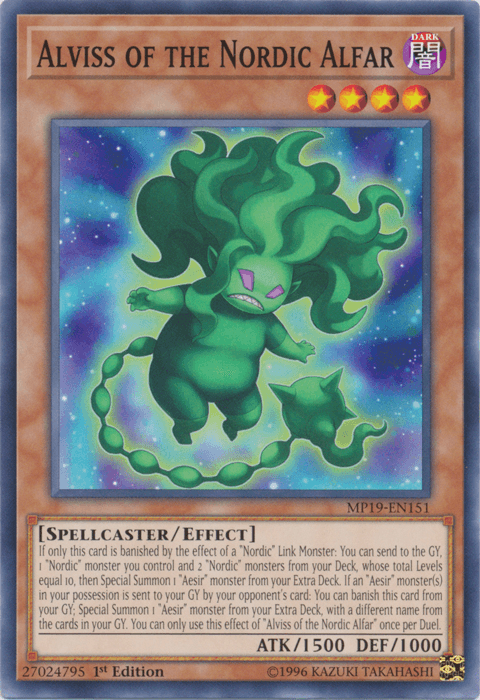 1st Edition, 2019 Gold Sarcophagus Tin Mega Pack, Common, Dark, Effect Monster, Spellcaster, Unlimited Alviss of the Nordic Alfar [MP19-EN151] Common - Trading Card World
