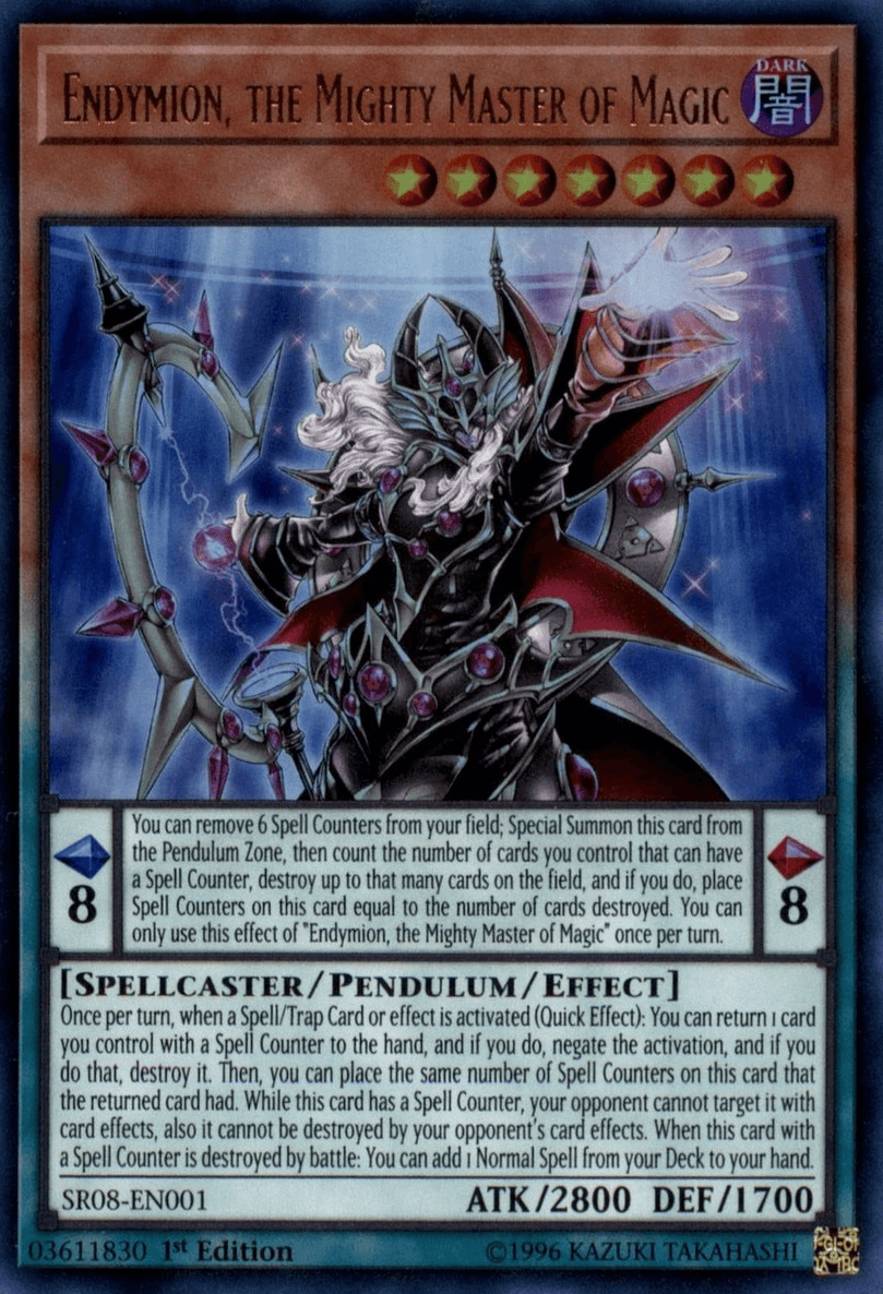 1st Edition, Dark, Pendulum/Effect Monster, Spellcaster, Structure Deck: Order of the Spellcasters, Ultra Rare Endymion, the Mighty Master of Magic [SR08-EN001] Ultra Rare - Trading Card World