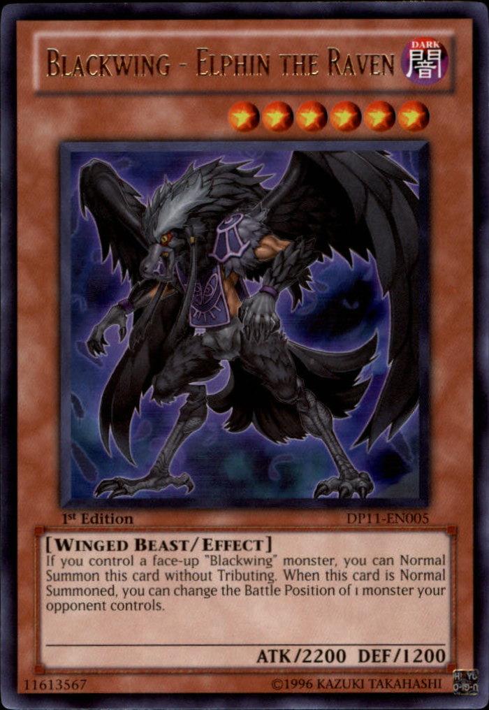 1st Edition, Dark, Duelist Pack 11: Crow, Effect Monster, Rare, Winged Beast Blackwing - Elphin the Raven [DP11-EN005] Rare - Trading Card World