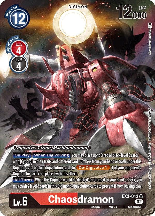 Digimon, Draconic Roar, EX3-013, Machine, Mega, Red;Black, Super Rare, Virus Chaosdramon [EX3-013] (Alternate Art) [Draconic Roar] - Trading Card World