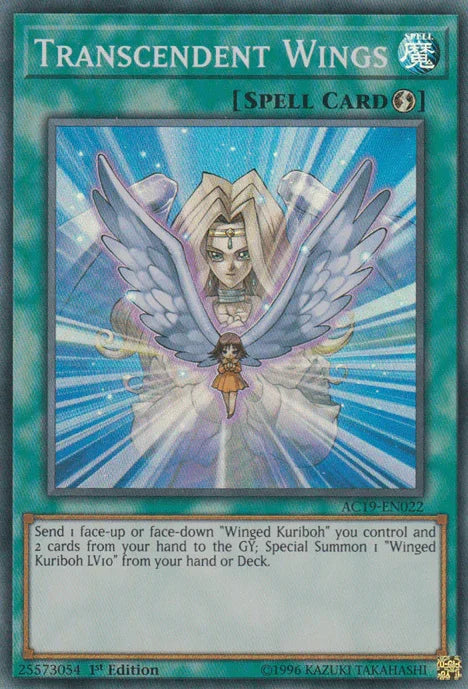 1st Edition, Advent Calendar 2019, Quick Play Spell, Spell, Super Rare Transcendent Wings [AC19-EN022] Super Rare - Trading Card World