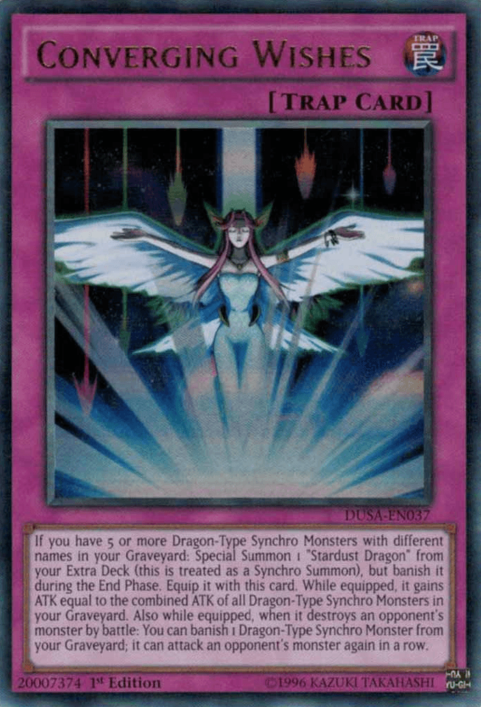 1st Edition, Duelist Saga, Normal Trap, Trap, Ultra Rare Converging Wishes [DUSA-EN037] Ultra Rare - Trading Card World