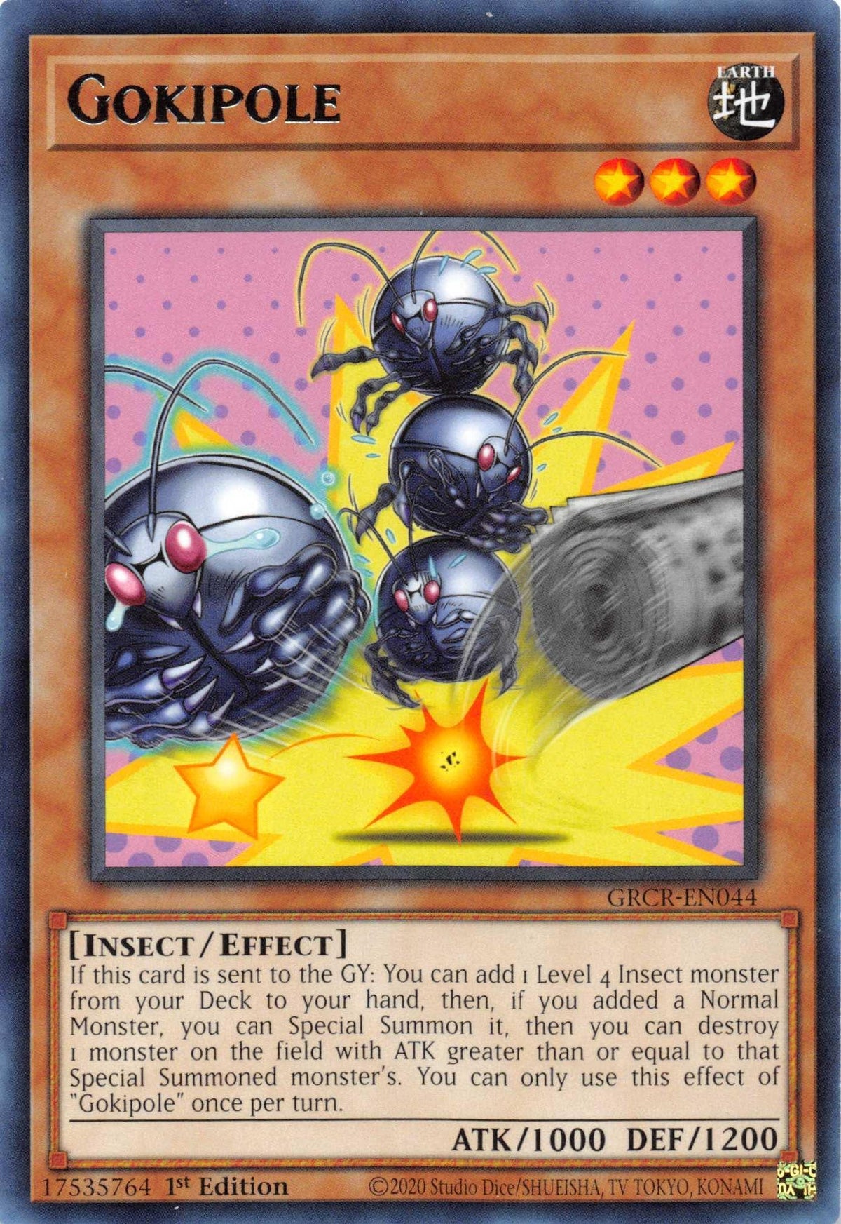 1st Edition, Earth, Effect Monster, Insect, Rare, The Grand Creators Gokipole [GRCR-EN044] Rare - Trading Card World