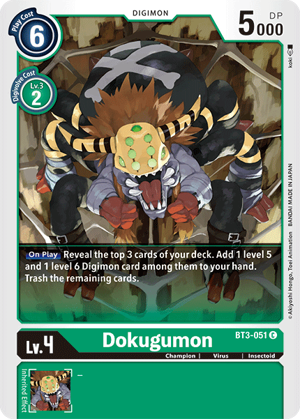 BT3-051, Champion, Common, Digimon, Green, Insectoid, Release Special Booster Ver.1.5, Virus Dokugumon [BT3-051] [Release Special Booster Ver.1.5] - Trading Card World
