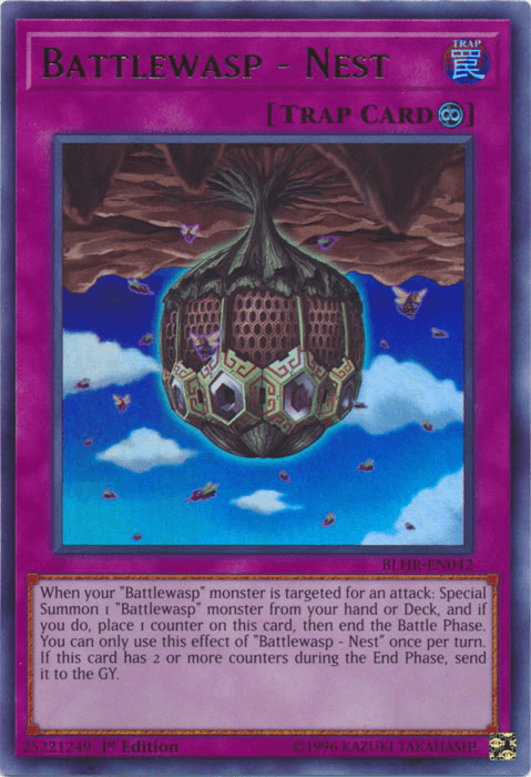 1st Edition, Battles of Legend: Hero's Revenge, Continuous Trap, Trap, Ultra Rare Battlewasp - Nest [BLHR-EN042] Ultra Rare - Trading Card World