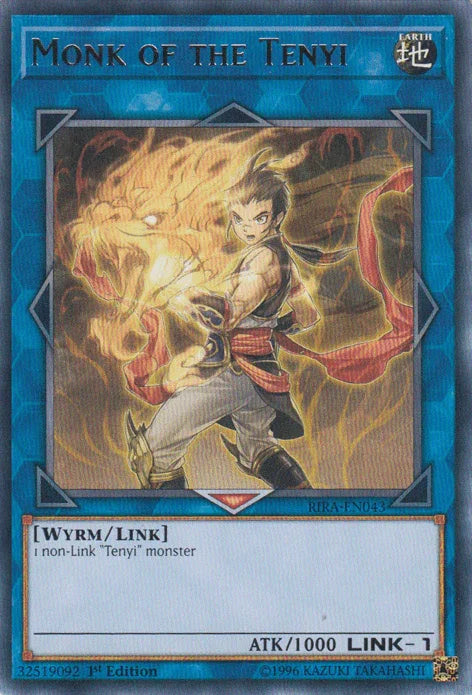 1st Edition, Earth, Link Monster, Rare, Rising Rampage, Unlimited, Wyrm Monk of the Tenyi [RIRA-EN043] Rare - Trading Card World