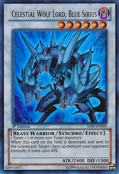 1st Edition, Beast-Warrior, Dark, Shadow Specters, Synchro/Effect Monster, Ultra Rare, Unlimited Celestial Wolf Lord, Blue Sirius [SHSP-EN090] Ultra Rare - Trading Card World