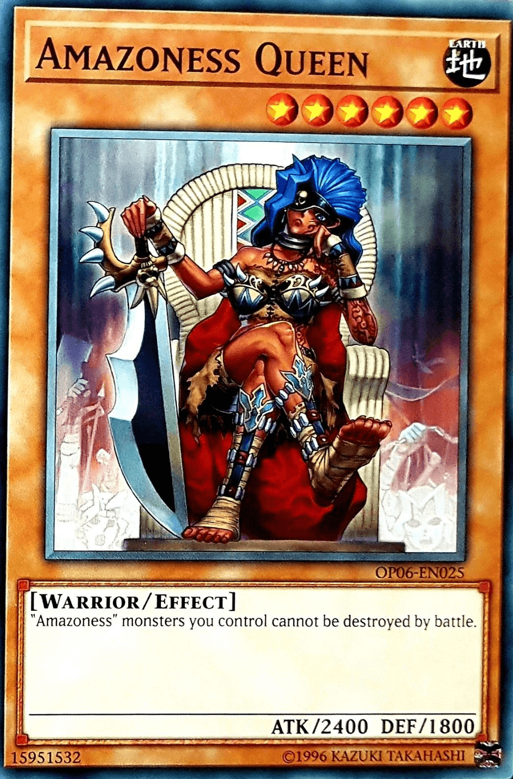 Common, Earth, Effect Monster, OTS Tournament Pack 6, Unlimited, Warrior Amazoness Queen [OP06-EN025] Common - Trading Card World