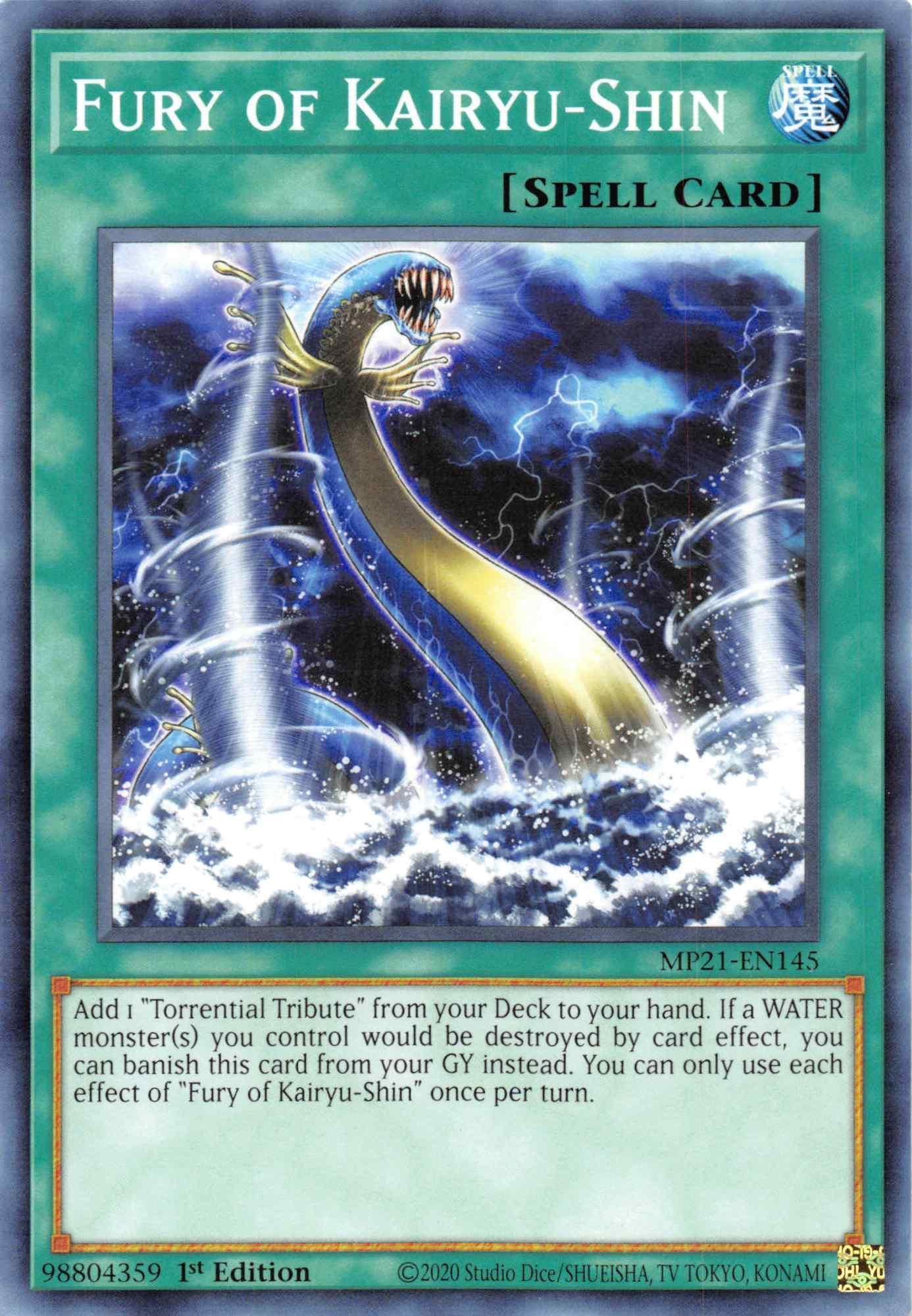 1st Edition, 2021 Tin of Ancient Battles, Common, Normal Spell, Spell Fury of Kairyu-Shin [MP21-EN145] Common - Trading Card World