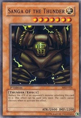 1st Edition, Effect Monster, Light, Metal Raiders, Super Rare, Thunder, Unlimited Sanga of the Thunder [MRD-025] Super Rare - Trading Card World
