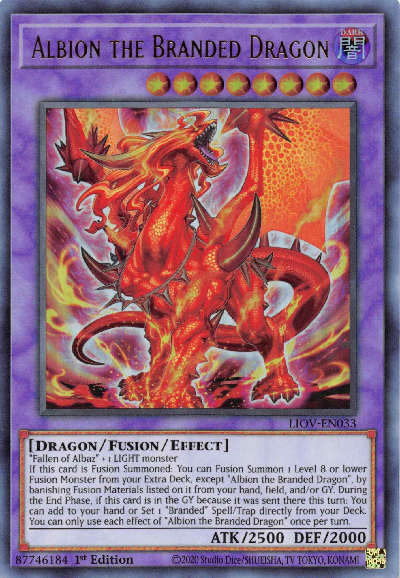 1st Edition, Dark, Dragon, Fusion/Effect Monster, Lightning Overdrive, Ultra Rare Albion the Branded Dragon [LIOV-EN033] Ultra Rare - Trading Card World