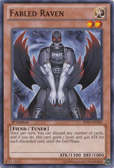 1st Edition, Battle Pack: Epic Dawn, Common, Fiend, Light, Tuner Monster, Unlimited Fabled Raven [BP01-EN205] Common - Trading Card World