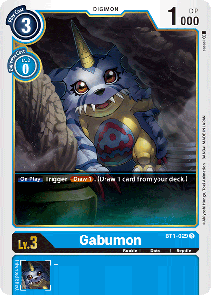 Blue, BT1-029, Data, Digimon, Rare, Release Special Booster Ver.1.0, Reptile, Rookie Gabumon [BT1-029] [Release Special Booster Ver.1.0] - Trading Card World