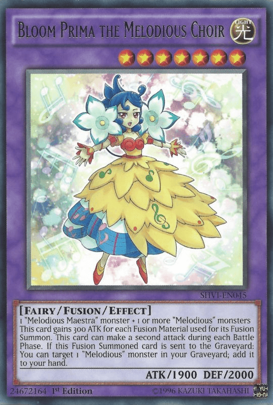 1st Edition, Fairy, Fusion/Effect Monster, Light, Rare, Shining Victories, Unlimited Bloom Prima the Melodious Choir [SHVI-EN045] Rare - Trading Card World