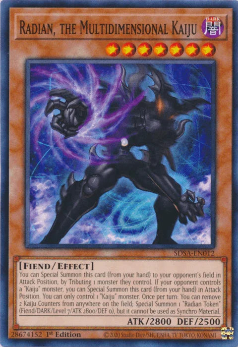 1st Edition, Common, Dark, Effect Monster, Fiend, Structure Deck: Sacred Beasts Radian, the Multidimensional Kaiju [SDSA-EN012] Common - Trading Card World