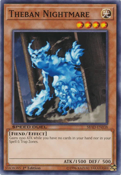 1st Edition, Common, Effect Monster, Fiend, Light, Speed Duel: Attack from the Deep Theban Nightmare [SBAD-EN038] Common - Trading Card World