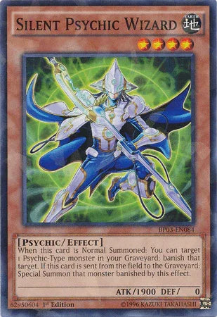 1st Edition, Battle Pack 3: Monster League, Earth, Effect Monster, Psychic, Shatterfoil Rare Silent Psychic Wizard [BP03-EN084] Shatterfoil Rare - Trading Card World