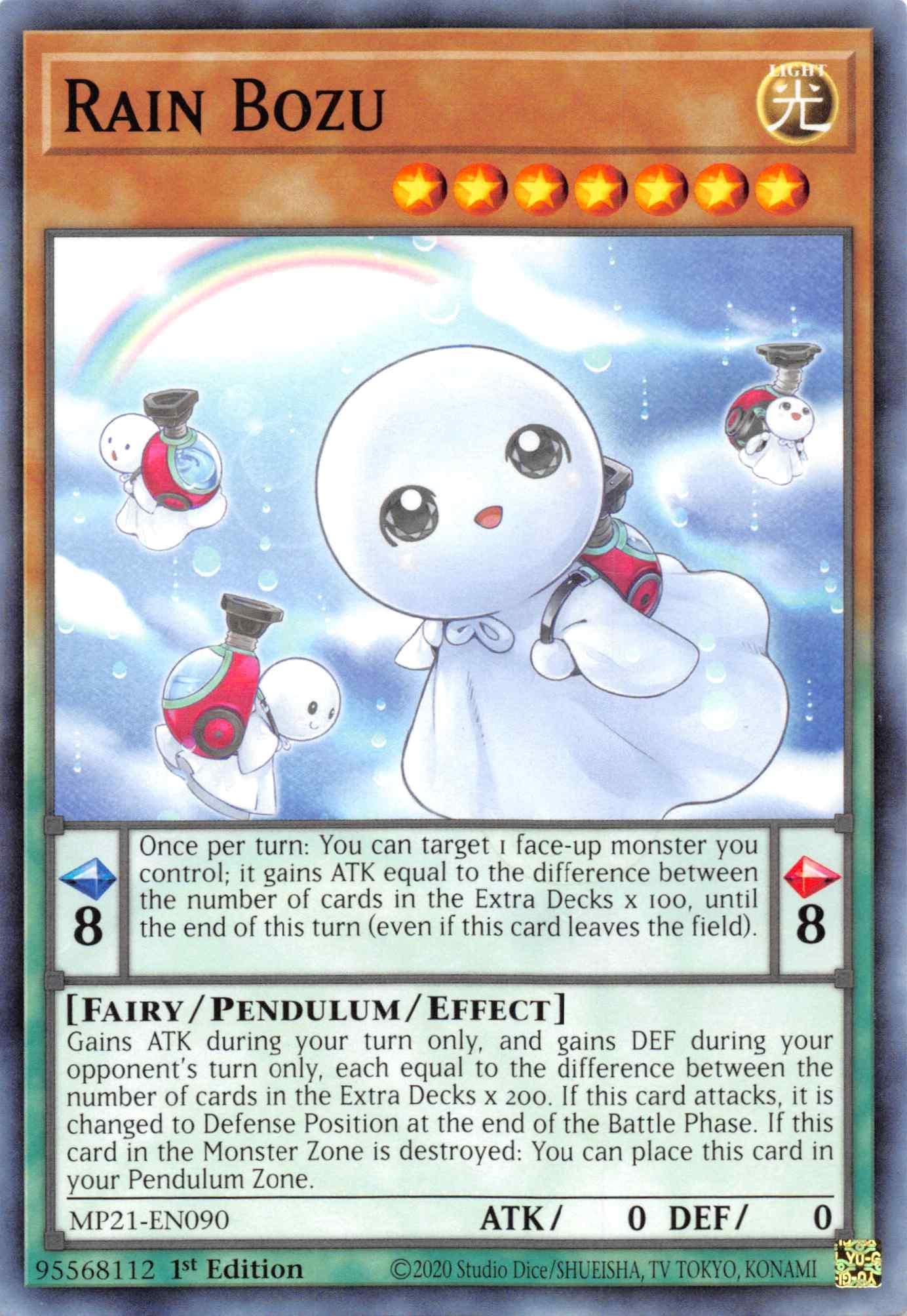 1st Edition, 2021 Tin of Ancient Battles, Common, Fairy, Light, Pendulum/EffectMonster Rain Bozu [MP21-EN090] Common - Trading Card World
