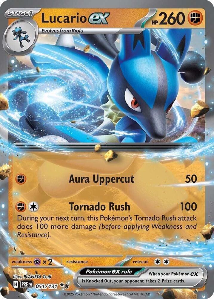 051, Double Rare, Fighting, Holofoil, Psychic [x2], Scarlet & Violet: Prismatic Evolutions Lucario ex (051/131) [Scarlet & Violet: Prismatic Evolutions] - Trading Card World