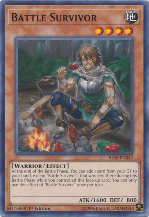 1st Edition, Common, Earth, Effect Monster, Ignition Assault, Unlimited, Warrior Battle Survivor [IGAS-EN032] Common - Trading Card World