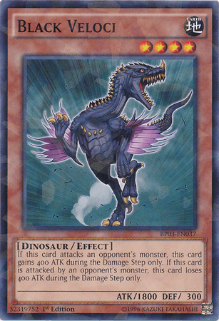 1st Edition, Battle Pack 3: Monster League, Dinosaur, Earth, Effect Monster, Shatterfoil Rare Black Veloci [BP03-EN037] Shatterfoil Rare - Trading Card World