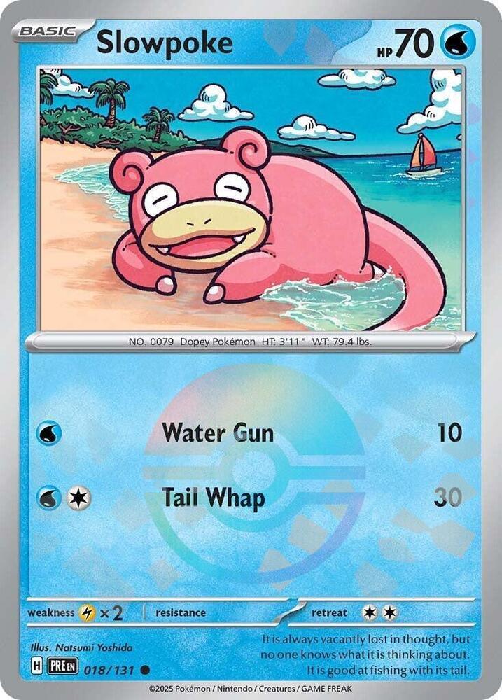 018, Common, Holofoil, Lightning [x2], Scarlet & Violet: Prismatic Evolutions, Water Slowpoke (018/131) (Poke Ball Pattern) [Scarlet & Violet: Prismatic Evolutions] - Trading Card World