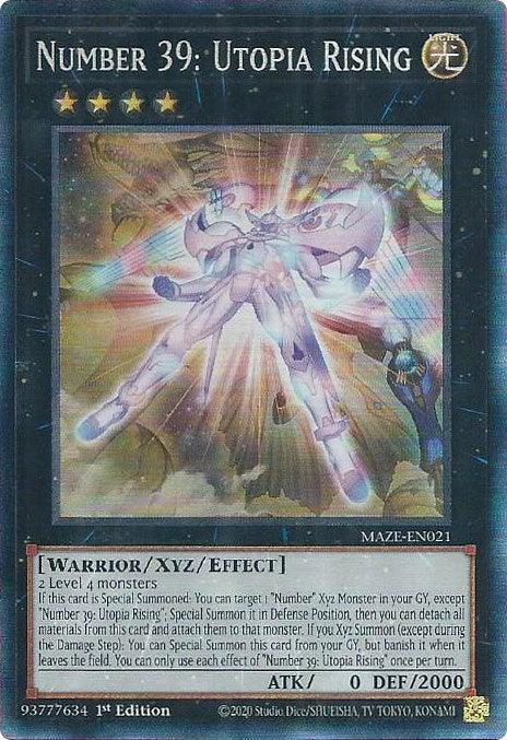 1st Edition, Collector's Rare, Light, Maze of Memories, Warrior, Xyz/Effect Monster Number 39: Utopia Rising [MAZE-EN021] Collector's Rare - Trading Card World