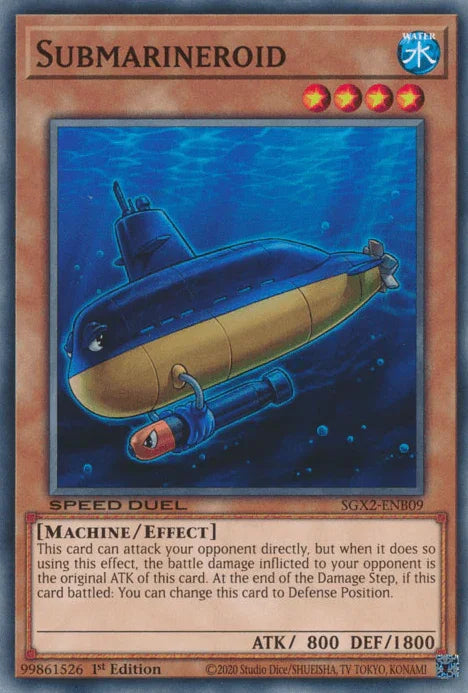 1st Edition, Common, Effect Monster, Machine, Speed Duel GX: Midterm Paradox, Water Submarineroid [SGX2-ENB09] Common - Trading Card World
