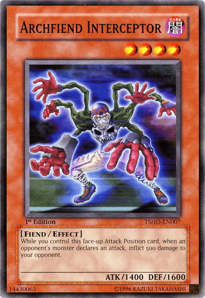 1st Edition, Common, Dark, Effect Monster, Fiend, The Shining Darkness, Unlimited Archfiend Interceptor [TSHD-EN007] Common - Trading Card World