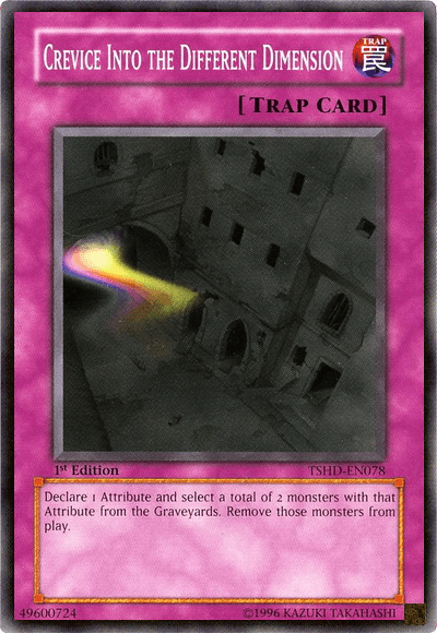 1st Edition, Common, Normal Trap, The Shining Darkness, Trap, Unlimited Crevice Into the Different Dimension [TSHD-EN078] Common - Trading Card World