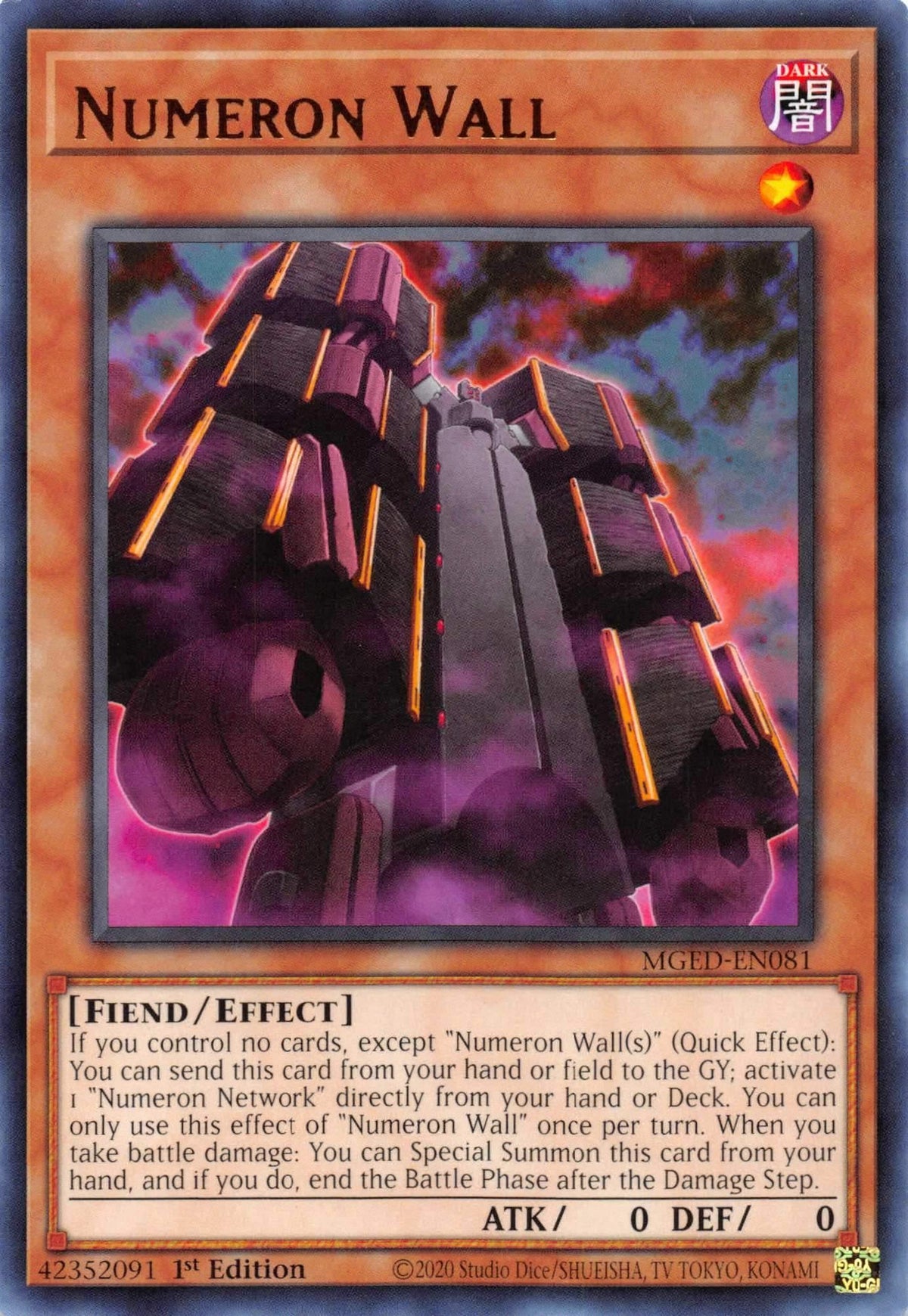 1st Edition, Dark, Effect Monster, Fiend, Maximum Gold: El Dorado, Rare Numeron Wall [MGED-EN081] Rare - Trading Card World