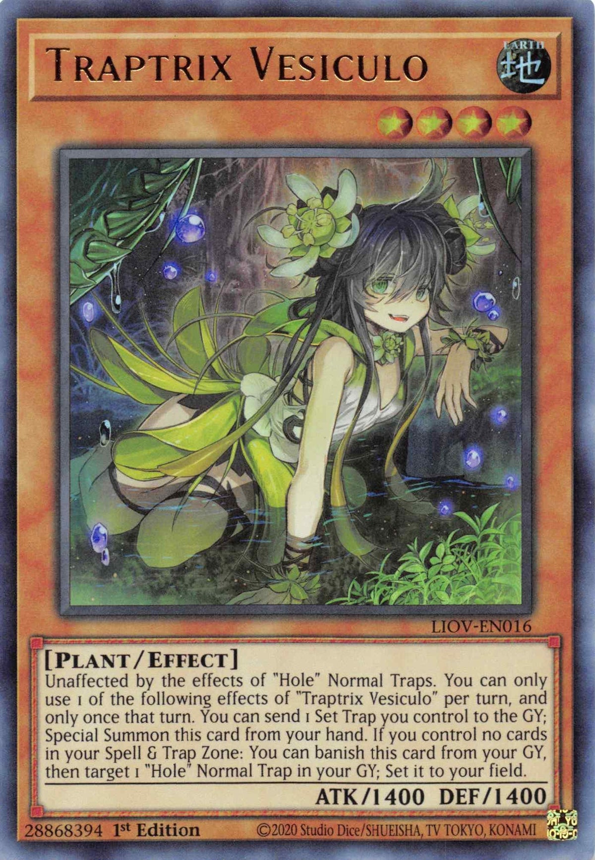 1st Edition, Earth, Effect Monster, Lightning Overdrive, Plant, Ultra Rare Traptrix Vesiculo [LIOV-EN016] Ultra Rare - Trading Card World