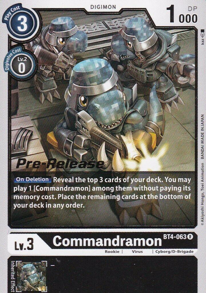 Black, BT4-063, Cyborg/D-Brigade, Digimon, Great Legend Pre-Release Promos, Rare, Rookie, Virus Commandramon [BT4-063] [Great Legend Pre-Release Promos] - Trading Card World