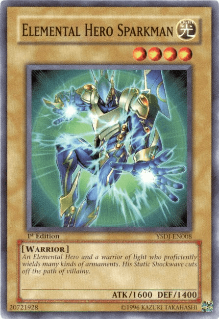 1st Edition, Common, Light, Normal Monster, Starter Deck: Jaden Yuki, Unlimited, Warrior Elemental HERO Sparkman [YSDJ-EN008] Common - Trading Card World
