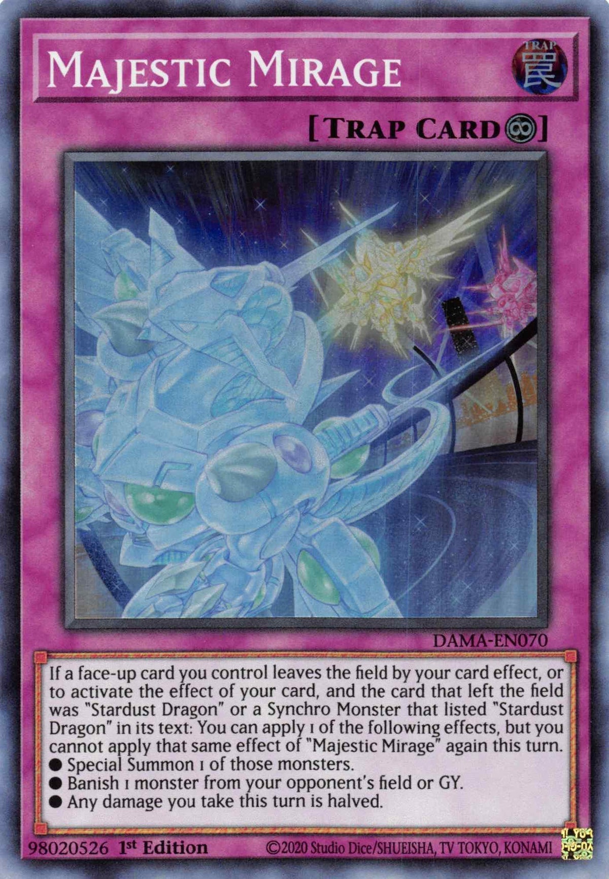 1st Edition, Continuous Trap, Dawn of Majesty, Super Rare, Trap Majestic Mirage [DAMA-EN070] Super Rare - Trading Card World