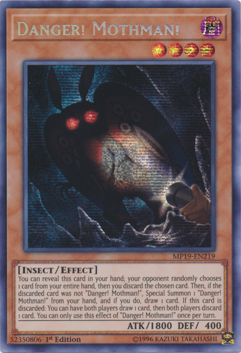 1st Edition, 2019 Gold Sarcophagus Tin Mega Pack, Dark, Effect Monster, Insect, Prismatic Secret Rare, Unlimited Danger! Mothman! [MP19-EN219] Prismatic Secret Rare - Trading Card World