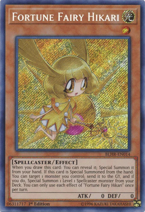 1st Edition, Battles of Legend: Hero's Revenge, Effect Monster, Light, Secret Rare, Spellcaster Fortune Fairy Hikari [BLHR-EN014] Secret Rare - Trading Card World