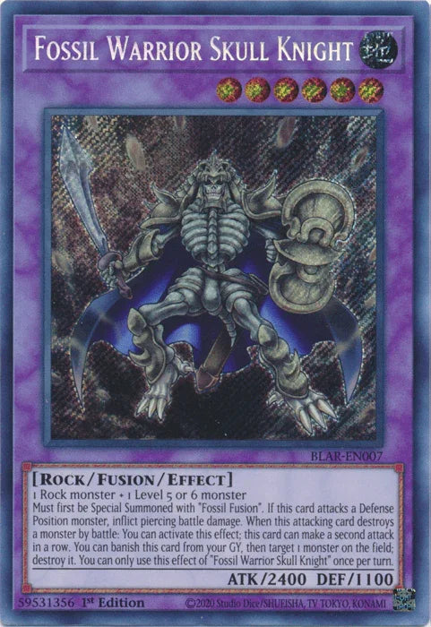 1st Edition, Battles of Legend: Armageddon, Earth, Fusion/Effect Monster, Rock, Secret Rare Fossil Warrior Skull Knight [BLAR-EN007] Secret Rare - Trading Card World