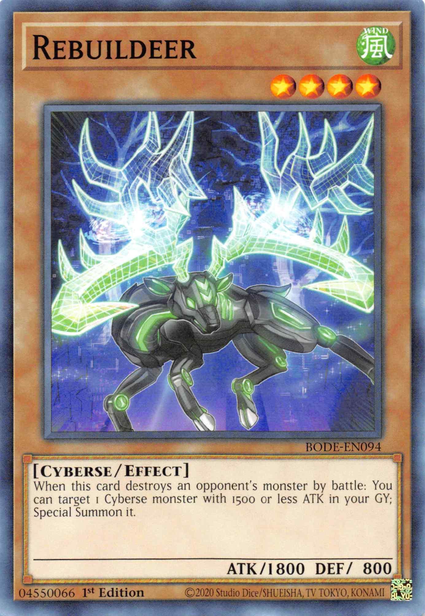 1st Edition, Burst of Destiny, Common, Cyberse, Effect Monster, Wind Rebuildeer [BODE-EN094] Common - Trading Card World