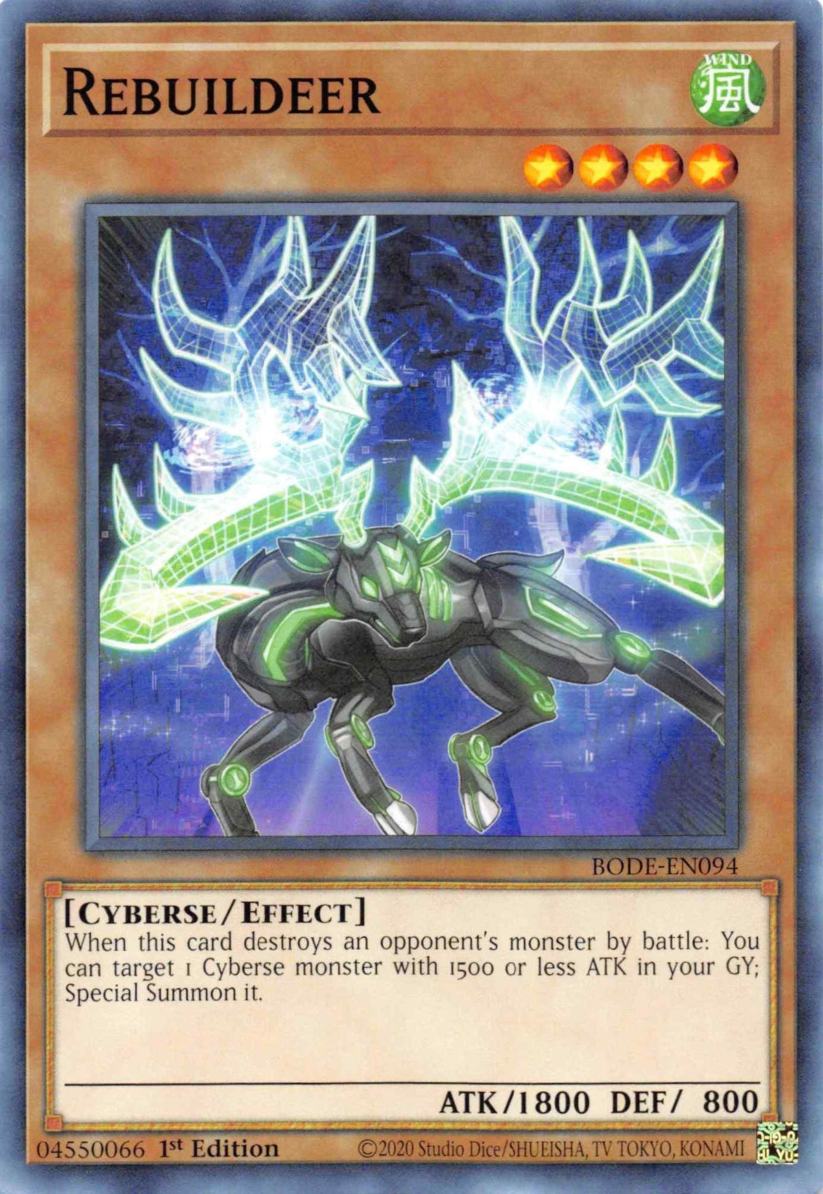 1st Edition, Burst of Destiny, Common, Cyberse, Effect Monster, Wind Rebuildeer [BODE-EN094] Common - Trading Card World
