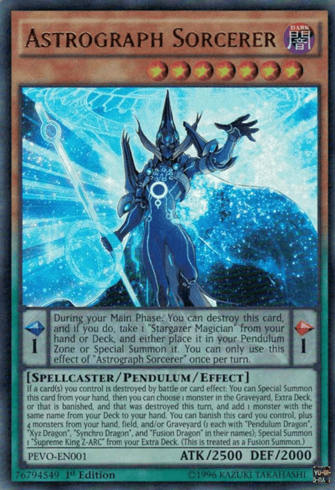 1st Edition, Dark, Pendulum Evolution, Pendulum/Effect Monster, Spellcaster, Ultra Rare Astrograph Sorcerer [PEVO-EN001] Ultra Rare - Trading Card World