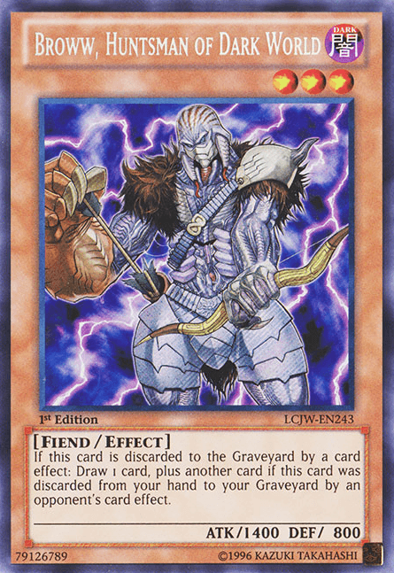 1st Edition, Dark, Effect Monster, Fiend, Legendary Collection 4: Joey's World, Secret Rare Broww, Huntsman of Dark World [LCJW-EN243] Secret Rare - Trading Card World