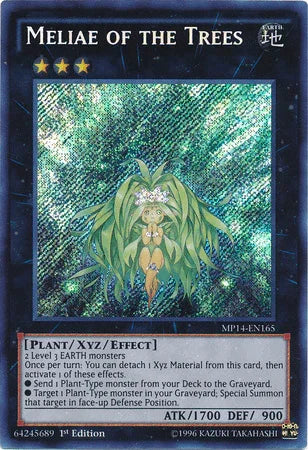 1st Edition, 2014 Mega-Tins Mega Pack, Light, Plant, Secret Rare, Xyz/Effect Monster Meliae of the Trees [MP14-EN165] Secret Rare - Trading Card World