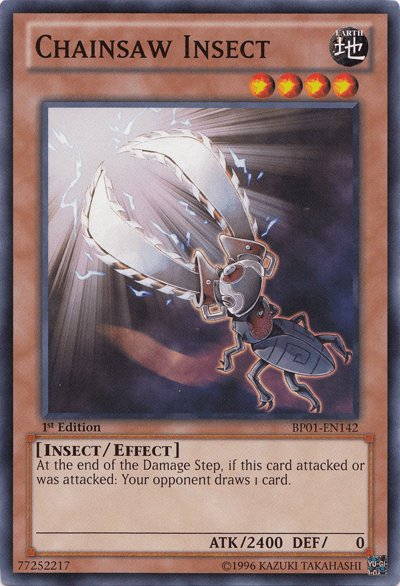 1st Edition, Battle Pack: Epic Dawn, Common, Earth, Effect Monster, Insect, Unlimited Chainsaw Insect [BP01-EN142] Common - Trading Card World
