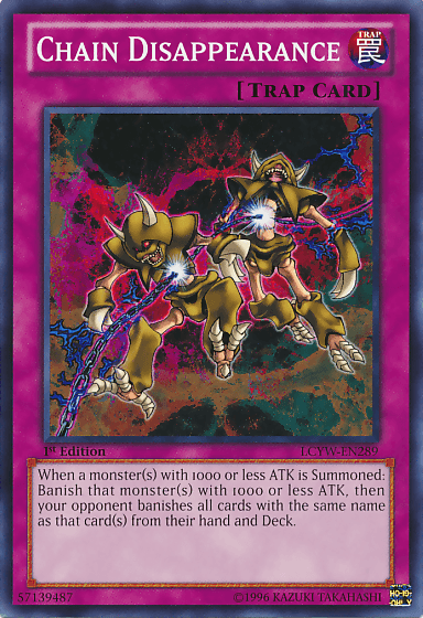 1st Edition, Common, Legendary Collection 3: Yugi's World, Normal Trap, Trap, Unlimited Chain Disappearance [LCYW-EN289] Common - Trading Card World