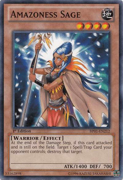 1st Edition, Battle Pack: Epic Dawn, Common, Earth, Effect Monster, Unlimited, Warrior Amazoness Sage [BP01-EN212] Common - Trading Card World