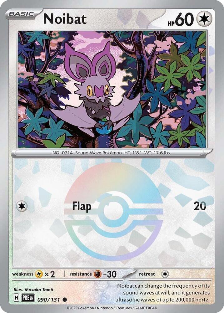 090, Colorless, Common, Fighting [-30], Holofoil, Lightning [x2], Scarlet & Violet: Prismatic Evolutions Noibat (090/131) (Poke Ball Pattern) [Scarlet & Violet: Prismatic Evolutions] - Trading Card World