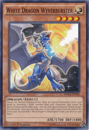 1st Edition, 2014 Mega-Tins Mega Pack, Common, Dragon, Effect Monster, Light White Dragon Wyverburster [MP14-EN184] Common - Trading Card World