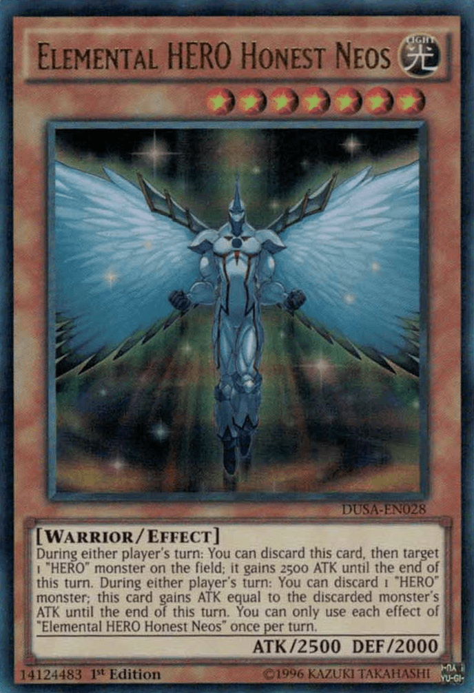 1st Edition, Duelist Saga, Effect Monster, Light, Ultra Rare, Warrior Elemental Hero Honest Neos [DUSA-EN028] Ultra Rare - Trading Card World