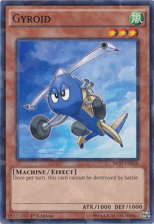 1st Edition, Battle Pack 3: Monster League, Effect Monster, Machine, Shatterfoil Rare, Wind Gyroid [BP03-EN016] Shatterfoil Rare - Trading Card World